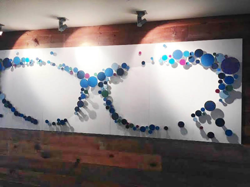 An abstract corporate wall art installation