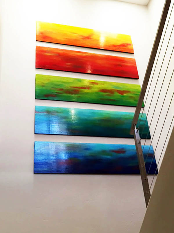 colorful wood wall sculpture by rosemary pierce modern art