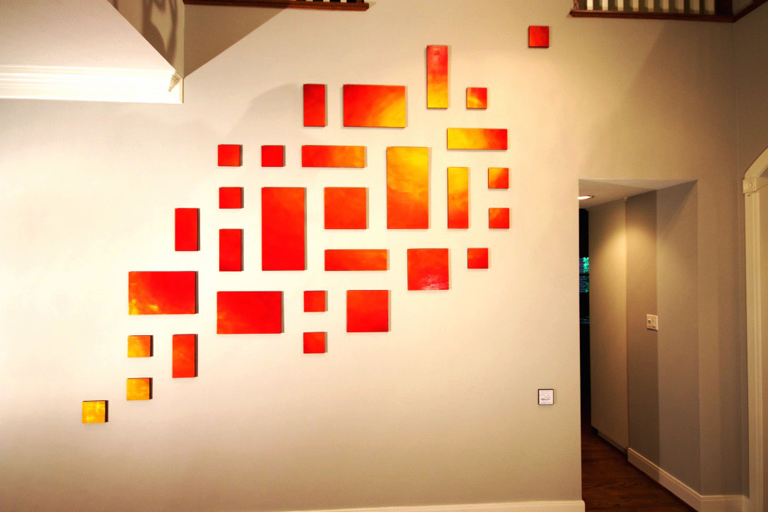 Living in the Glow | original custom wall sculpture | red wood wall art