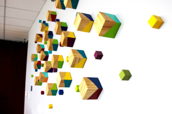 3-D Wood Cube Wall Art Sculpture | rosemary pierce modern art