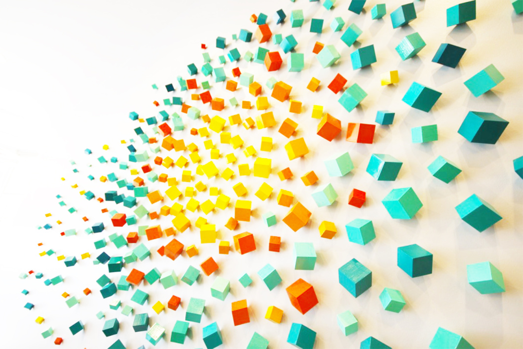 Colorful 3-dimensional cube art installation
